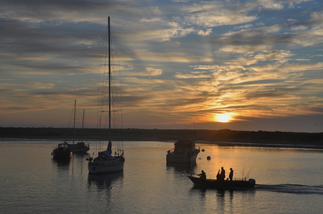Morro Bay harbor at sunset